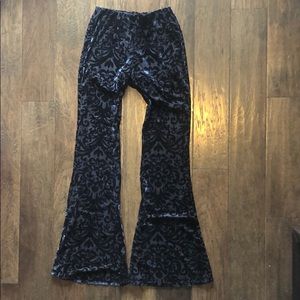 Velvet Navy Blue Paisley Pants Bell Bottom Size S